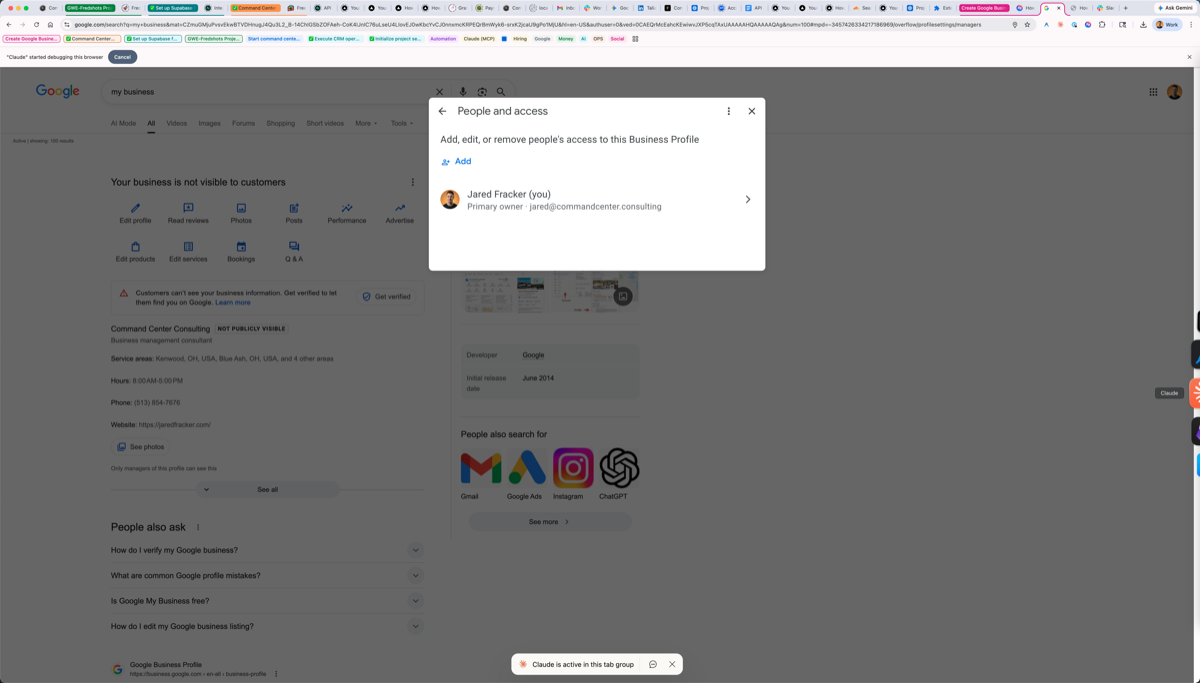 Step 5: People and access panel with + Add button and existing users list